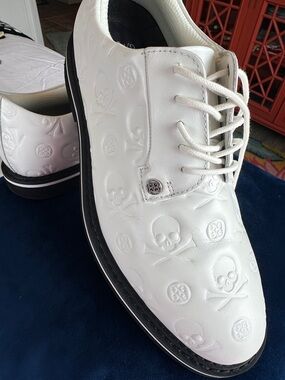 G/FORE White Embossed Skull Athletic Dress Shoes !!!read remarks!!!